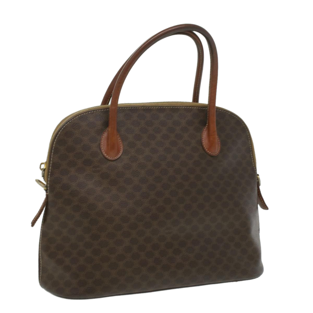 CELINE Macadam Canvas Shoulder Bag PVC Leather Brown Auth 35442